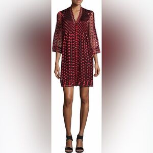 Diane Von Furstenberg Red and Black Polka Dot Print Mini Dress Size 8
